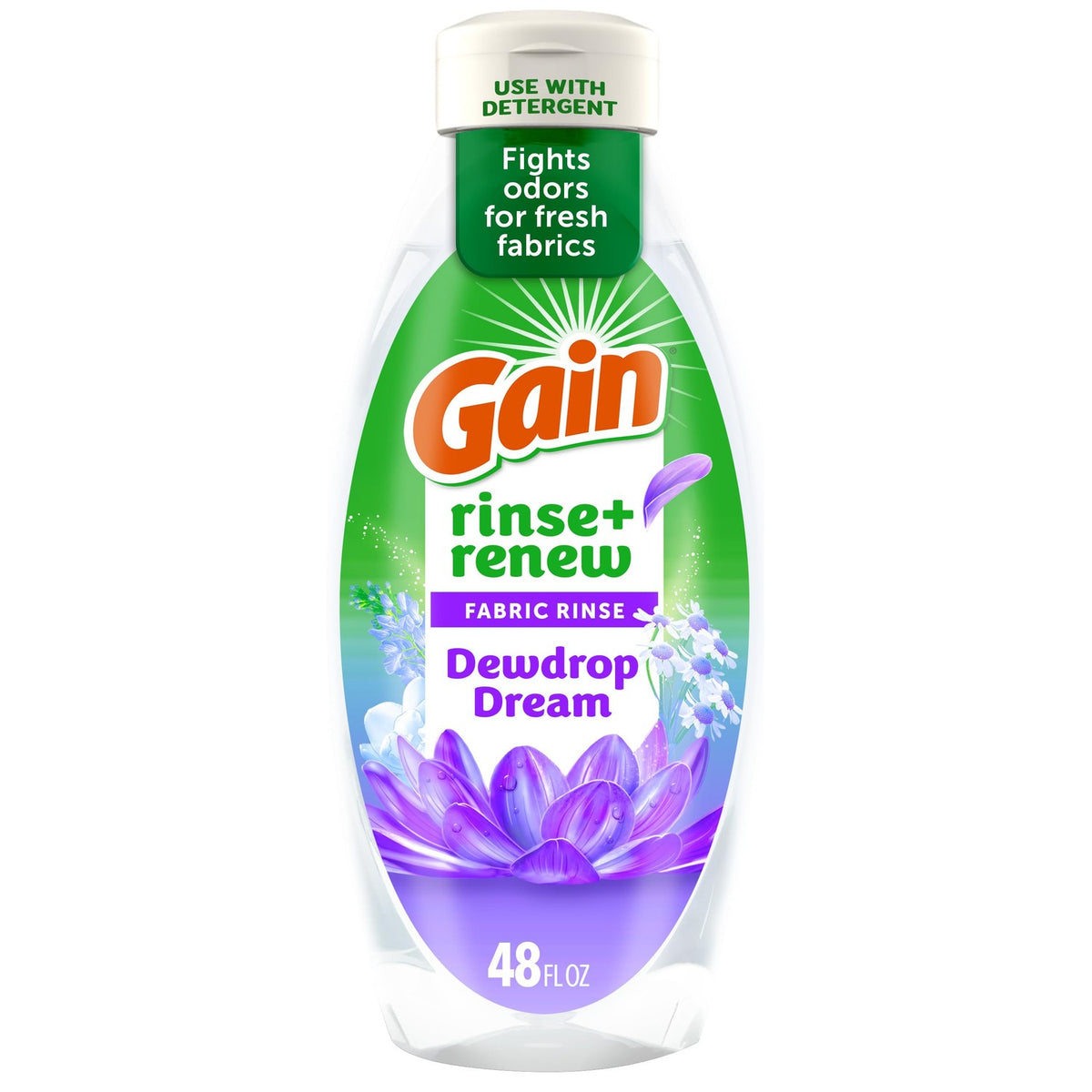 Gain Fabric Rinse and Renew Laundry Odor Remover, Dewdrop Dream Scent, 48 fl oz
