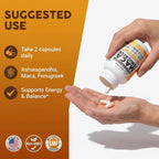 Clean Nutraceuticals Ashwagandha Maca Root Fenugreek Supplement with Tongkat Ali Ginseng - Assists with Stress, Mood & Thyroid - Ashwagandha Capsules Fenugreek Caps