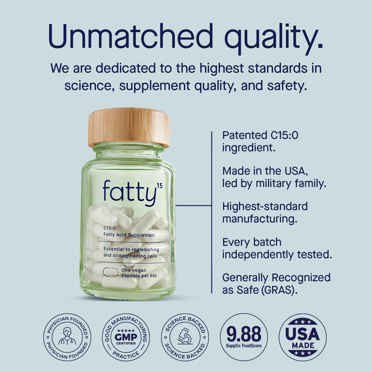 Fatty15 C15:0 Pentadecanoic Acid Healthy Aging Supplement - 3 Month Supply | 3x Cellular Benefits of Omega 3 Fish Oil - Longevity, Metabolic, Wellness & Liver Support - Gluten Free & Sugar Free