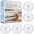 Jool Baby Clear Stove Knob Covers (5 Pack) Child Safety Guards, Durable Design - Baby Proof