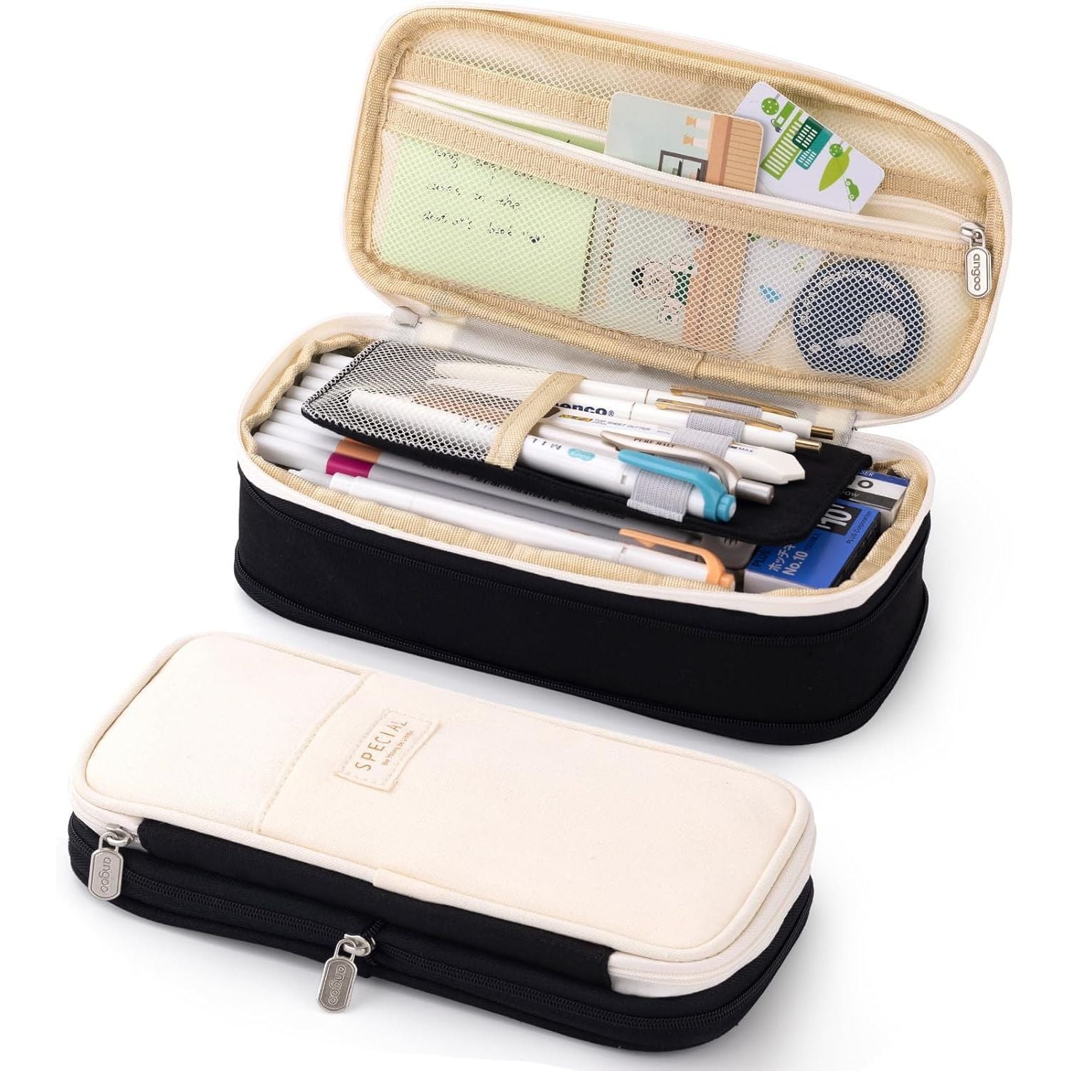 Buy now EASTHILL Big Capacity Pencil Pen Case Office College School Large Storage High Capacity Bag Pouch Holder Box Organizer Light Blue Black White at indiglob india