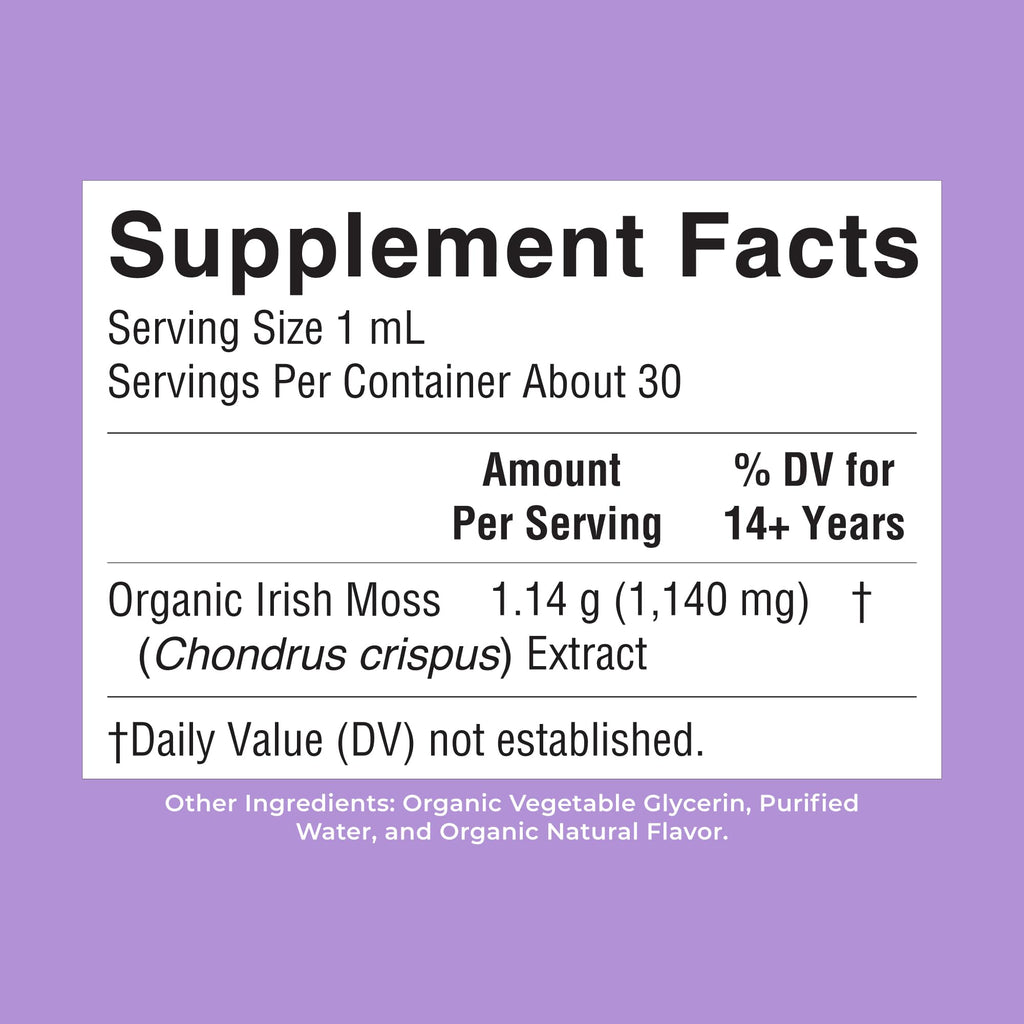 MARYRUTH'S Organic Irish Sea Moss Liquid Drops, Unflavored, 1 Fl Oz | Chondrus Crispus, Wild Harvested, For Adults & Kids Ages 14+, Sugar Free, Vegan