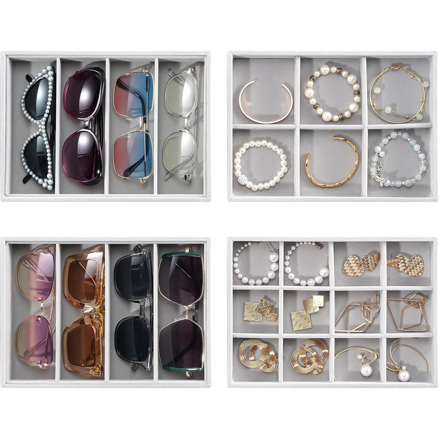 Buy now ProCase Stackable Jewelry Organizer Trays for Drawers, Jewelry Drawer Inserts Container Display Case Storage for Earring Necklace Rings Bracelet with Removable Dividers -Grey, 4 Layers 4 Layers Dark Grey at indiglob india