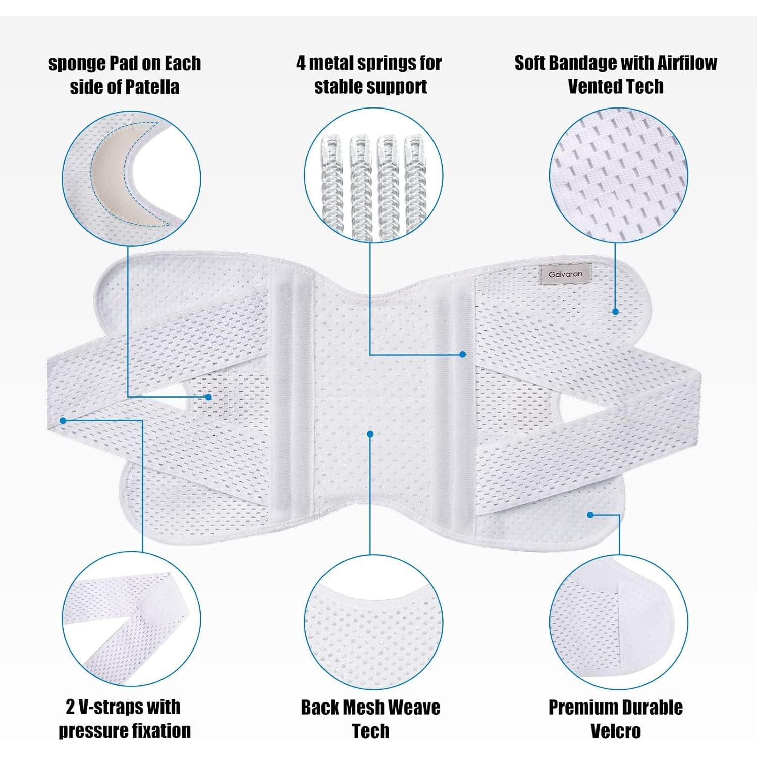 Buy now Galvaran Knee Brace with Side Stabilizers for Meniscal Tear Knee Pain ACL MCL Arthritis Injuries Recovery, Breathable Adjustable Knee Support for Men and Women at indiglob india