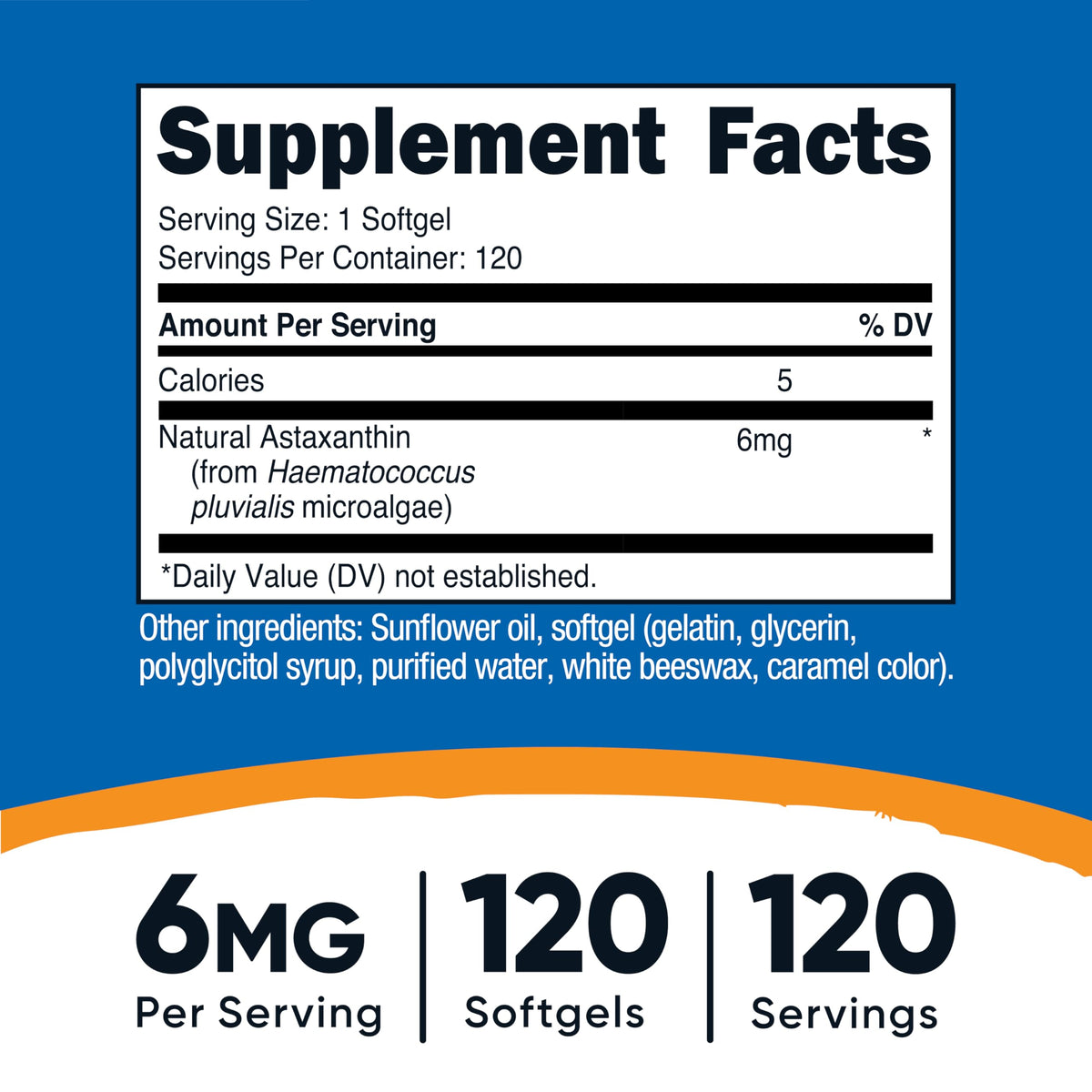 Nutricost Astaxanthin (6mg) 120 Softgels (4 Month Supply)