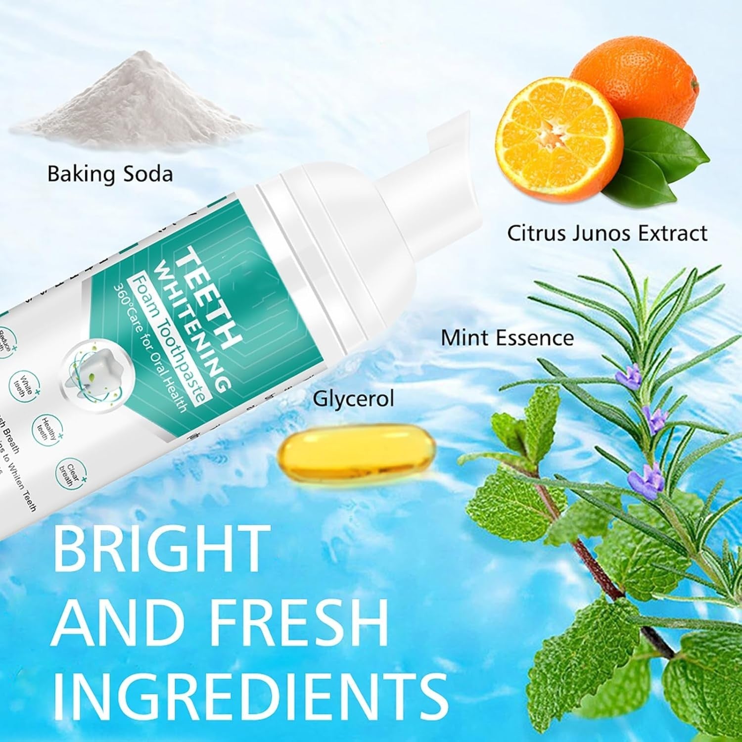 Buy now Foam Toothpaste 2PCS,Stain Removal Toothpaste for Sensitive Teeth,Teeth foaming Whitening,Baking Soda Spearmint Whitening Mousse Mouth Wash Water for Travel Friendly at indiglob india