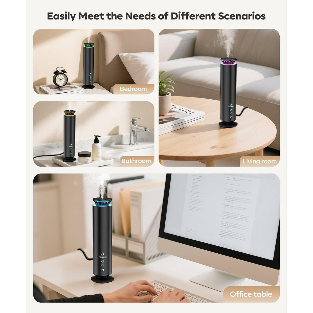 Waterless Scent Diffuser Kit,Scent Diffuser with 7 Lights and Breathing Lights Modes,Max Coverage 2000 sq.ft.Home,Offices,Hotels and Spas Aromatherapy Diffuser Included 5 Scent Oils Remote Control