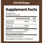 Black Girl Vitamins Vitamin D3 K2 Drops (125mcg Each) with Omega 3 – Liquid D3 K2 (MK7) Daily Supplement, Concentrated Unflavored Drops, Vegan (30-Day Supply)