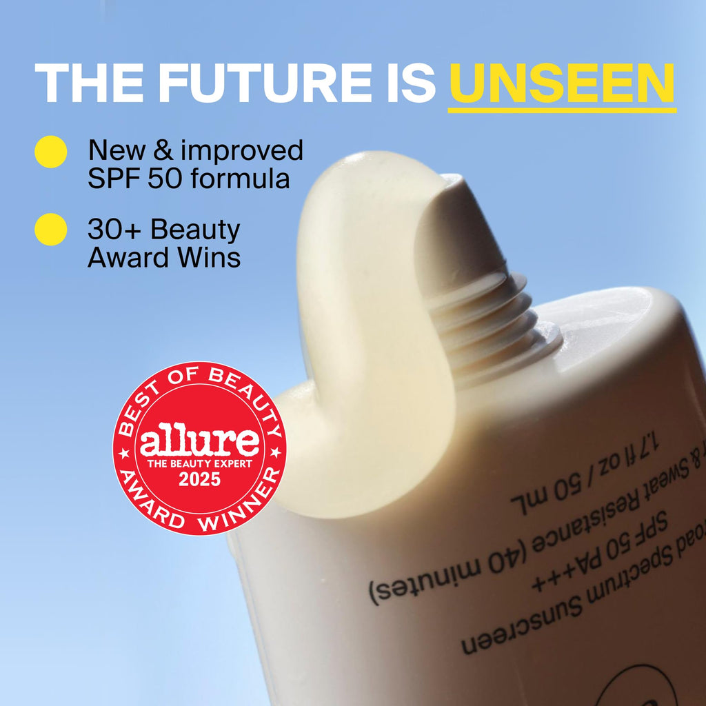 Supergoop! Unseen Sunscreen - SPF 50 - Clear & Invisible Face Sunscreen + Broad Spectrum + Makeup-Gripping Primer - Weightless, Scentless, Oil Free