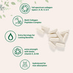 Micro Ingredients Multi Collagen Peptides Pills, 240 Capsules | For Women & Men. Type I, II, III, V, X. Hydrolyzed Collagen Supplement with Biotin, Hyaluronic Acid & Vitamin C. Filler Free.