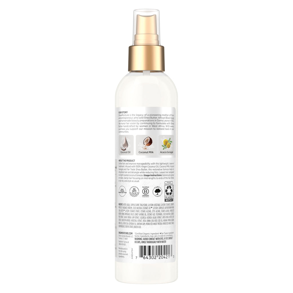 Shea Moisture 100% Virgin Coconut Oil Leave-in Treatment, 8 Ounce | For dry hair and curls - hydrates, softens, detangles, and improves manageability with 100% Virgin Coconut Oil.