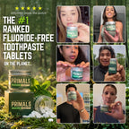PRIMALS Fluoride-Free Toothpaste Tablets - Nano Hydroxyapatite - Zero Artificial Flavors or Plastic - Remineralizes & Whitens Teeth - 60 Count (1 Month Supply)