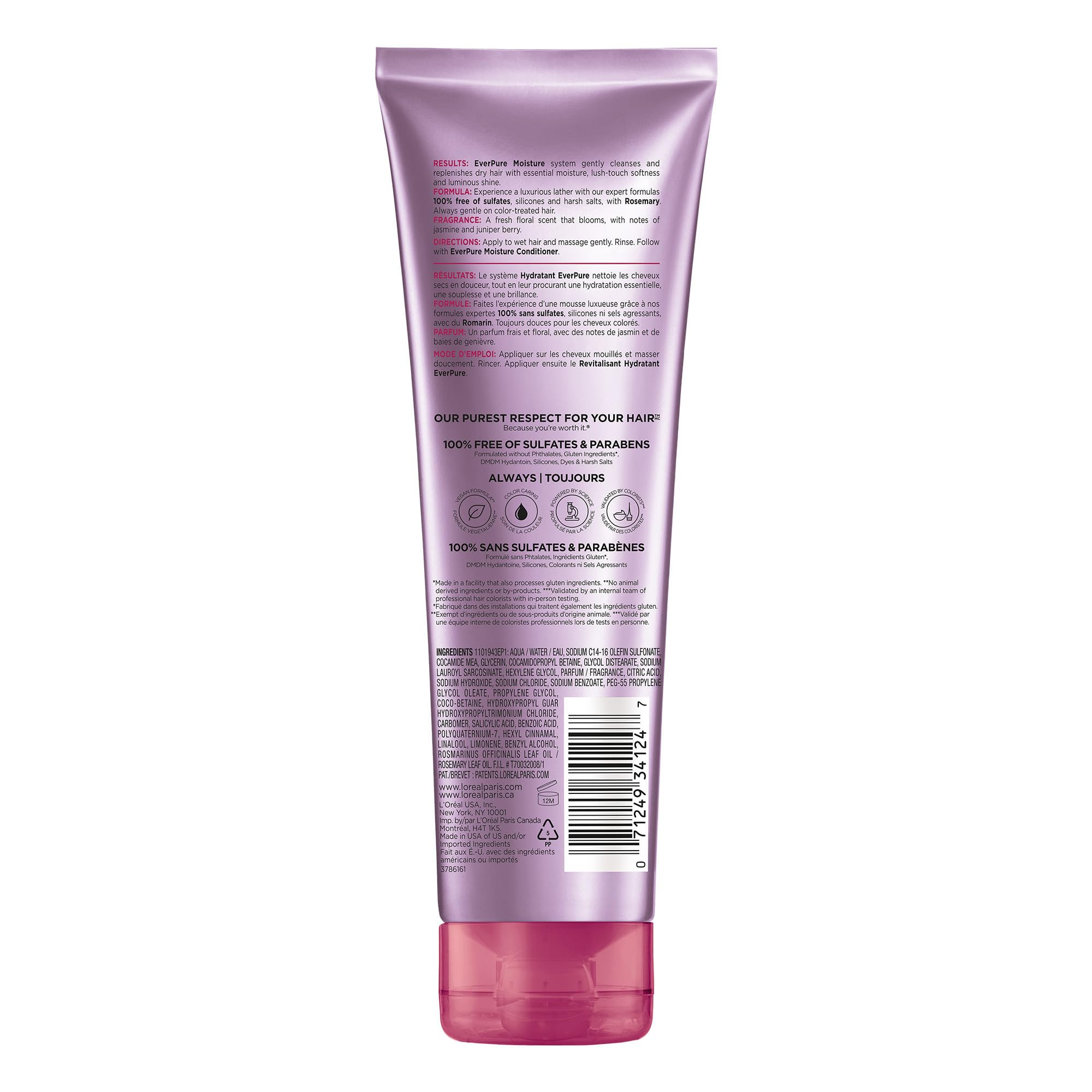 Buy now L’Oréal Paris Moisture Sulfate Free Shampoo, Hair Care for Color-Treated Hair with Rosemary Botanicals, EverPure, 8.5 Fl Oz at indiglob india