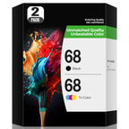 68 Ink Cartridges for Envy 6555e 6155e Ink Compatible with HP68 Ink 68e 68XL Ink Cartridges Combo Pack Replacement to use with Envy 6552e 6152e 6558e 6552 e 6555 e 6500 e 6100 e (1 Black, 1 Tri-Color)