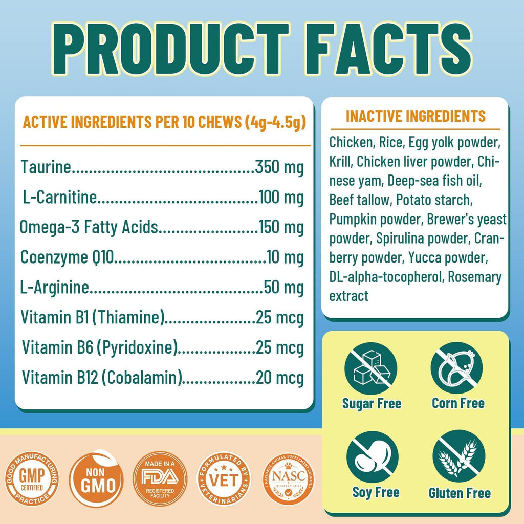 VICSOM Taurine for Cats, Cat Supplements for Heart & Vision, 500 Chews