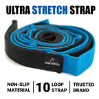 KneeSled Ultra Stretch Strap with 10 Loops, Physical Therapy Strap for Hamstring, Leg & Foot Stretching, Stretch Out Straps for PT, Yoga & Exercise Recovery