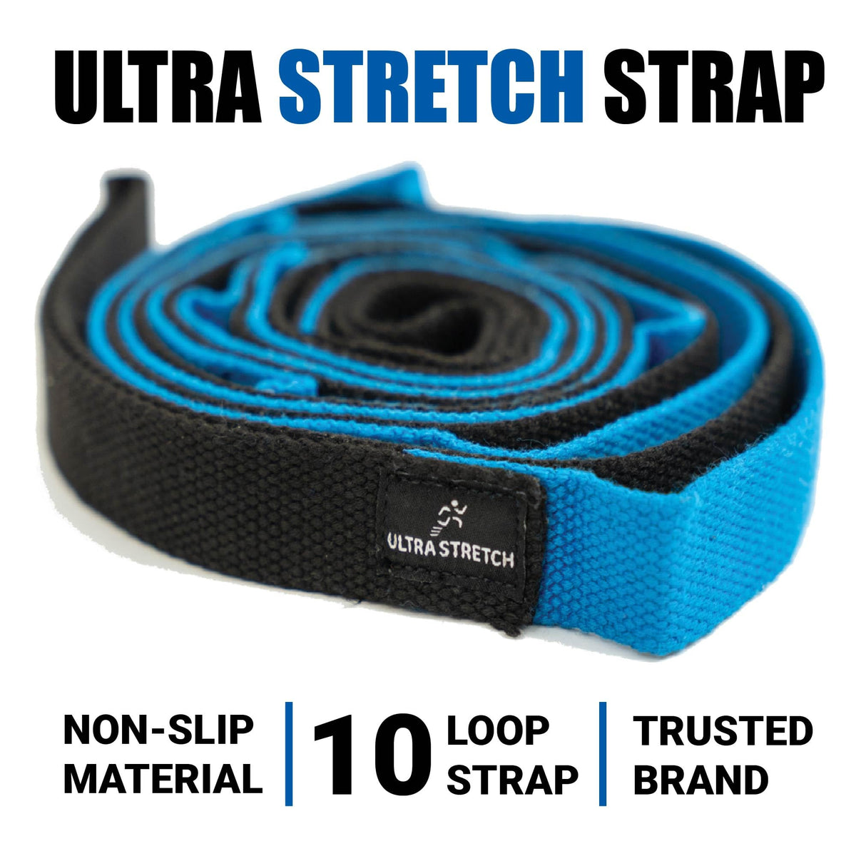 KneeSled Ultra Stretch Strap with 10 Loops, Physical Therapy Strap for Hamstring, Leg & Foot Stretching, Stretch Out Straps for PT, Yoga & Exercise Recovery
