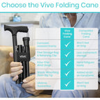 Buy now Vive Folding Cane - Foldable Walking Cane for Men, Women - Fold-up, Collapsible, Lightweight, Adjustable, Portable Hand Walking Stick - Balancing Mobility Aid - Comfortable Ergonomic Handle at indiglob india
