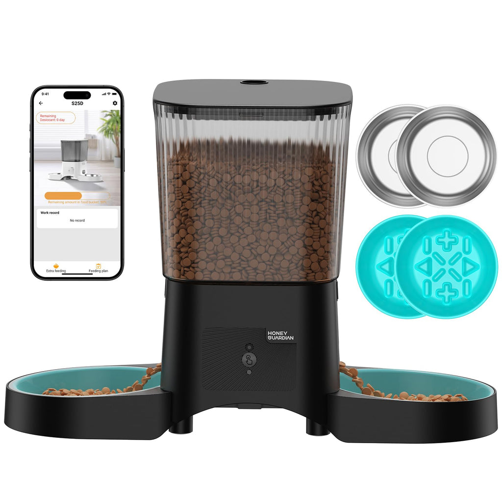 HoneyGuaridan Automatic Cat Feeder for 2 Cats,2.4G/5G WiFi APP Control