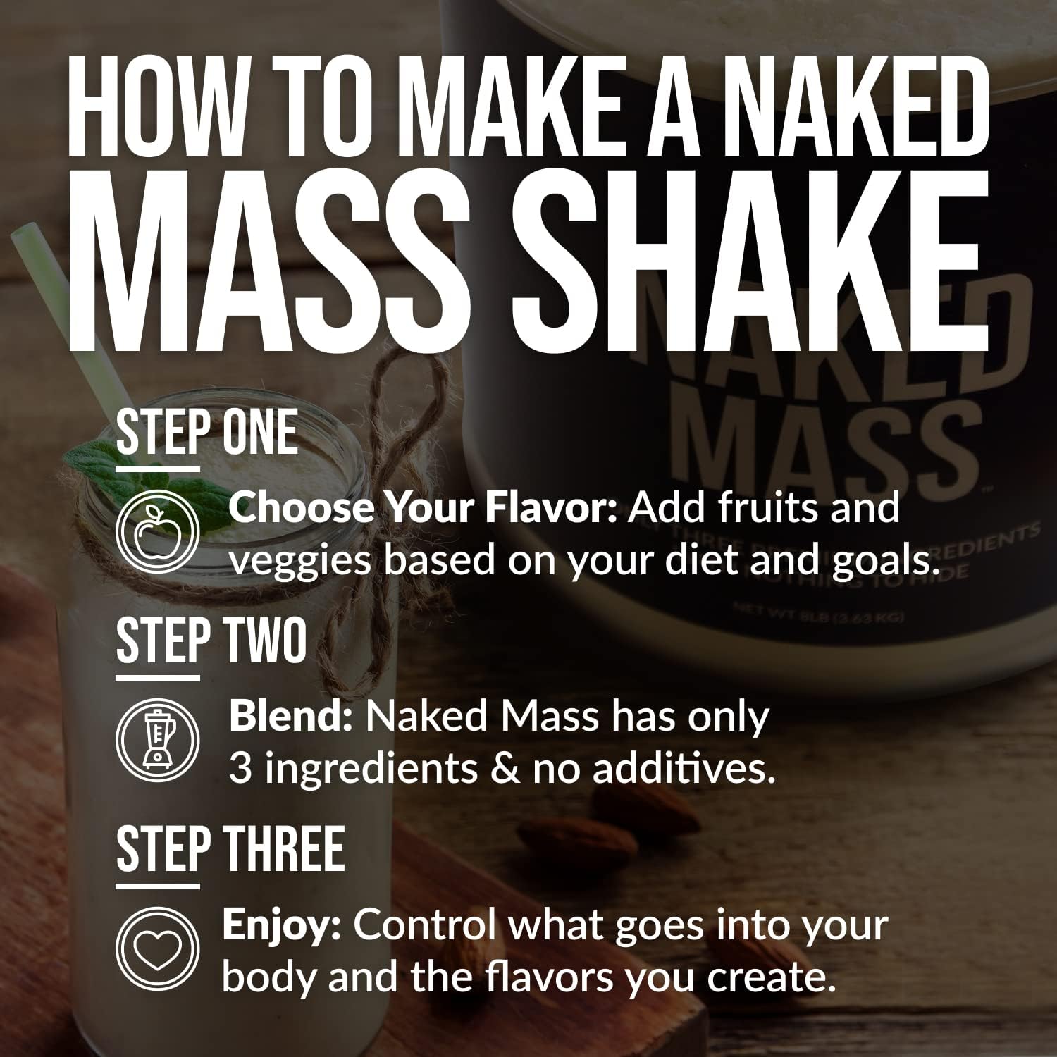 Buy now NAKED Mass - Natural Weight Gainer Protein Powder - 8 LB Bulk, GMO Free, Gluten Free & Soy Free. No Artificial Ingredients - 1,250 Calories per Serving at indiglob india