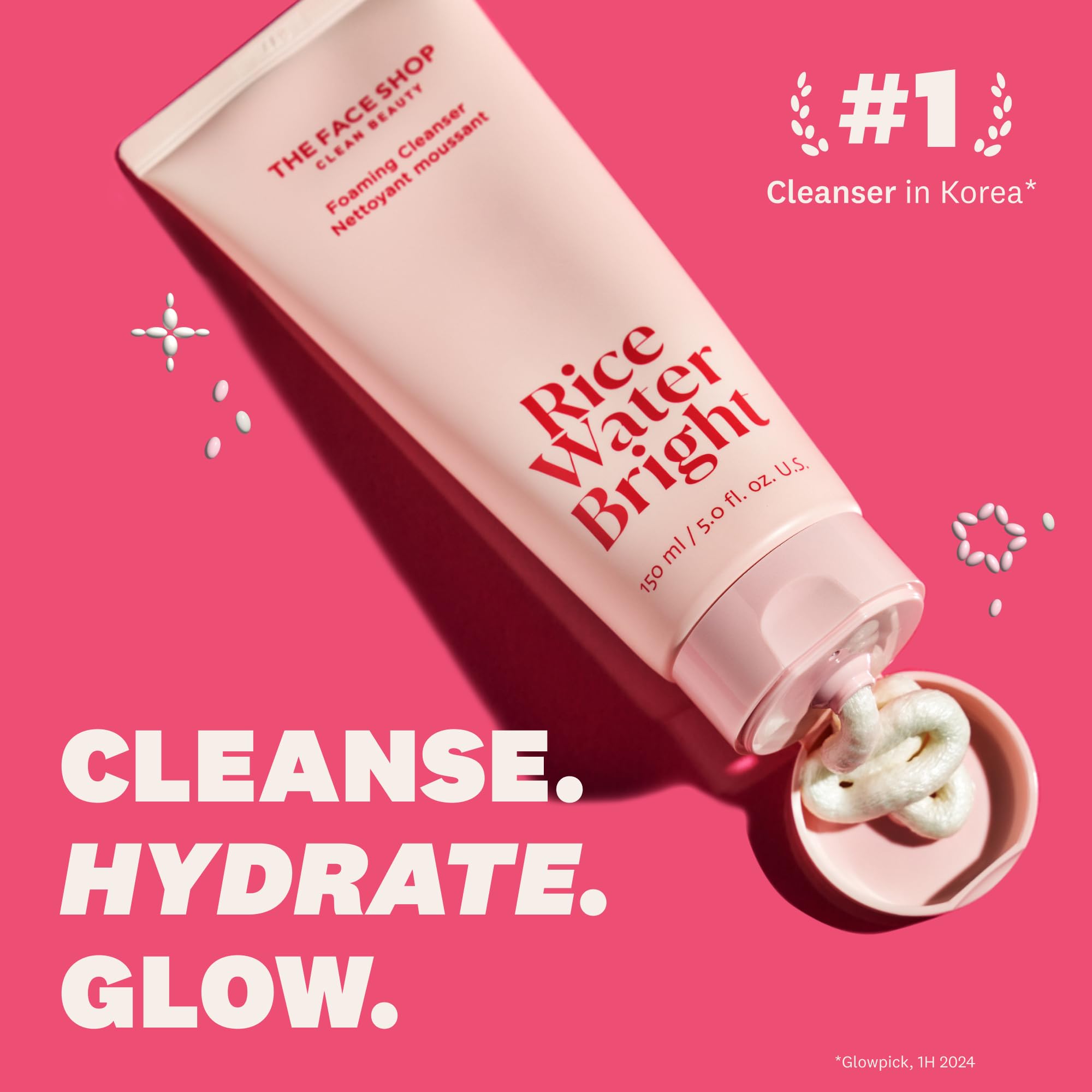 Buy now The Face Shop Rice Water Bright Foaming Facial Cleanser with Ceramide, Gentle Face Wash for Hydrating & Moisturizing, Vegan Face Cleanser, Makeup Remover, Korean Skin Care for All Skin Types, 150ml at indiglob india