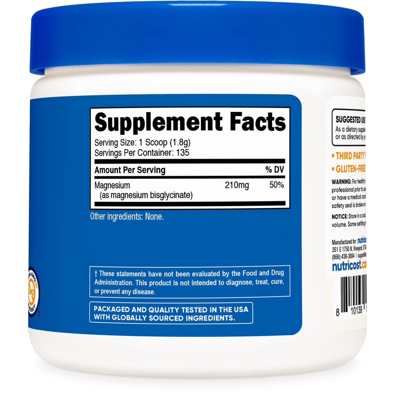 Nutricost Magnesium Glycinate Powder (250 Grams) Unflavored