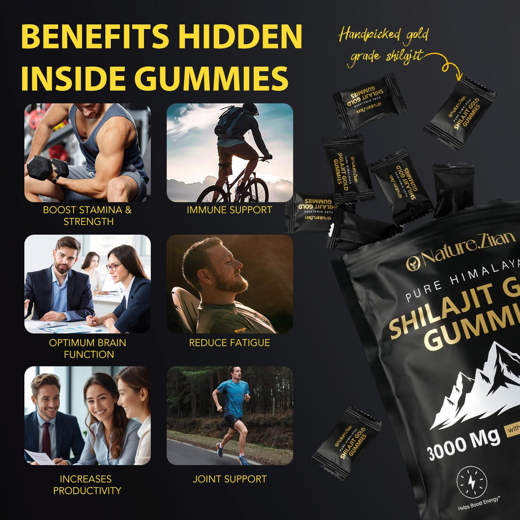 Shilajit Gummies for Men & Women - Shilajit Gold Gummies Rich In Ashwagandha, Gokshura with 85+ Minerals, Authentic Flavor,Organic, Zero Sugar & Vegan, 100% Natural - 80 Count (80 Count (Pack of 1))