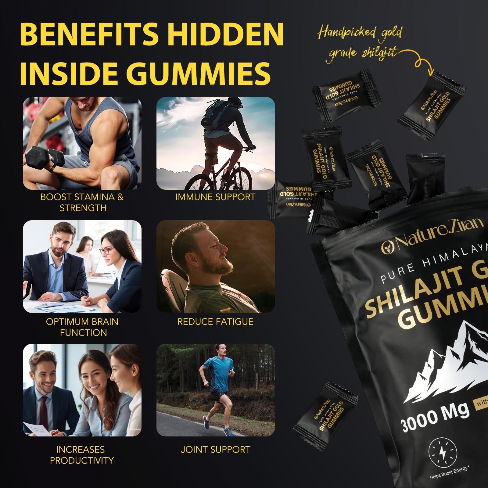 Shilajit Gummies for Men & Women - Shilajit Gold Gummies Rich In Ashwagandha, Gokshura with 85+ Minerals, Authentic Flavor,Organic, Zero Sugar & Vegan, 100% Natural - 80 Count (80 Count (Pack of 1))
