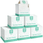 Borje Face Towels XXL, Thick Disposable Face Towel 10" x 12", 300 Count (6 Packs of 50), 100% USDA Biobased Facial Towelettes, Ultra Soft Makeup Remover Dry Wipes for Women Cleansing