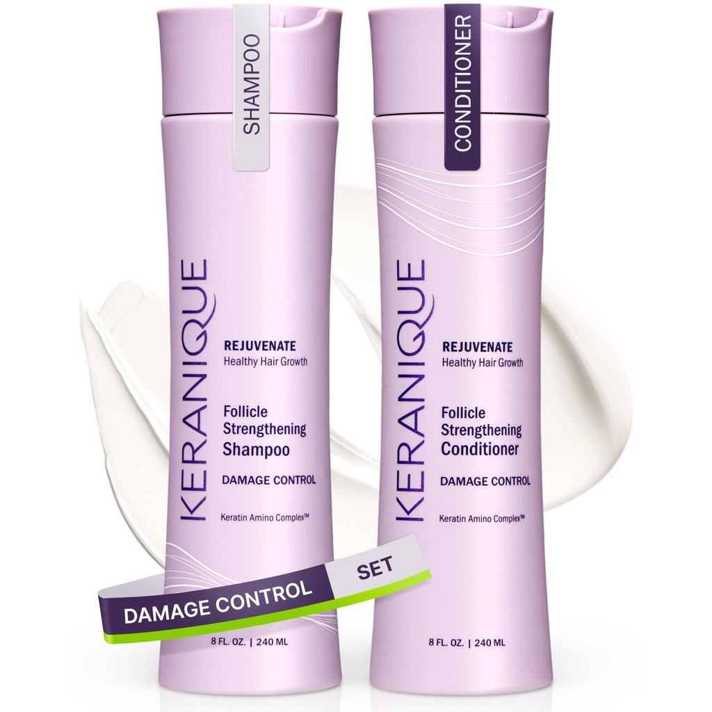 Keranique Damage Control Anti-Breakage Shampoo & Conditioner for Damaged, Thinning Hair – Intense Repair, Strengthening with Keratin, Biotin, Panthenol – Sulfate & Paraben Free, Keratin Amino Complex™
