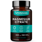 Magnesium Citrate Powder Capsules 400mg - 180 Count Veg Caps - PhiNaturals | Nervous system & Muscle Support · 400 mg High-absorption Mag Citrate Pills · Non-GMO Vegan Capsules - Citrato de Magnesio