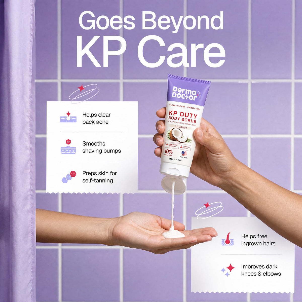DERMAdoctor KP Bump Eraser Body Scrub, 10% AHAs + PHAs, Rough & Bumpy Skin