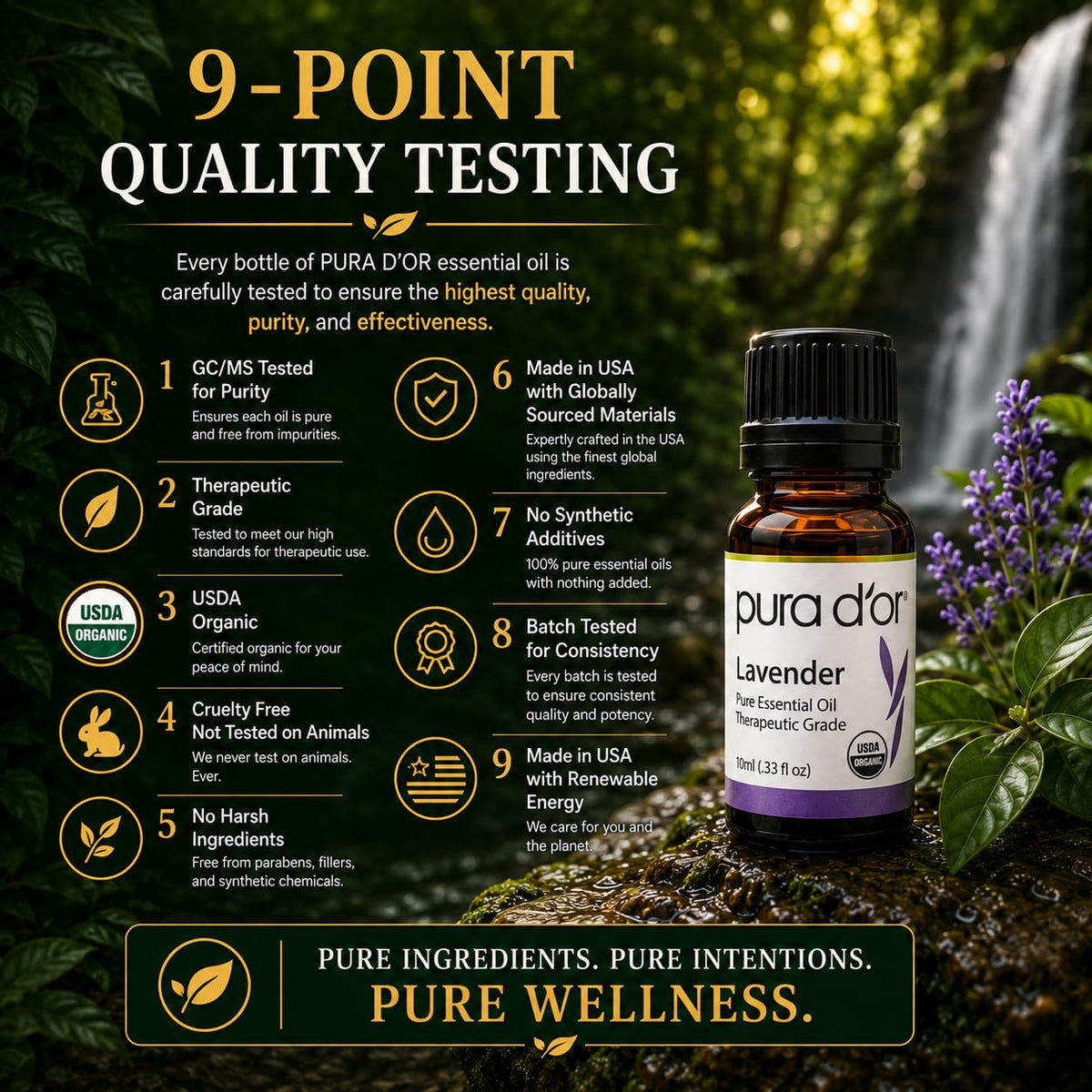 PURA D'OR Organic Perfect10 Essential Oils Aromatherapy Box Set, 10mL x10