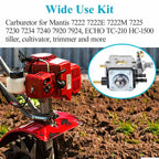 HOODELL C1U-K82 C1U-K54A Carburetor, for Mantis Tiller 7222 7222M 7225 7920, Echo TC-210 HC-1500, Premium Cultivator Carb, Plus Rebuild Kit Primer Bulb Fuel Line and More