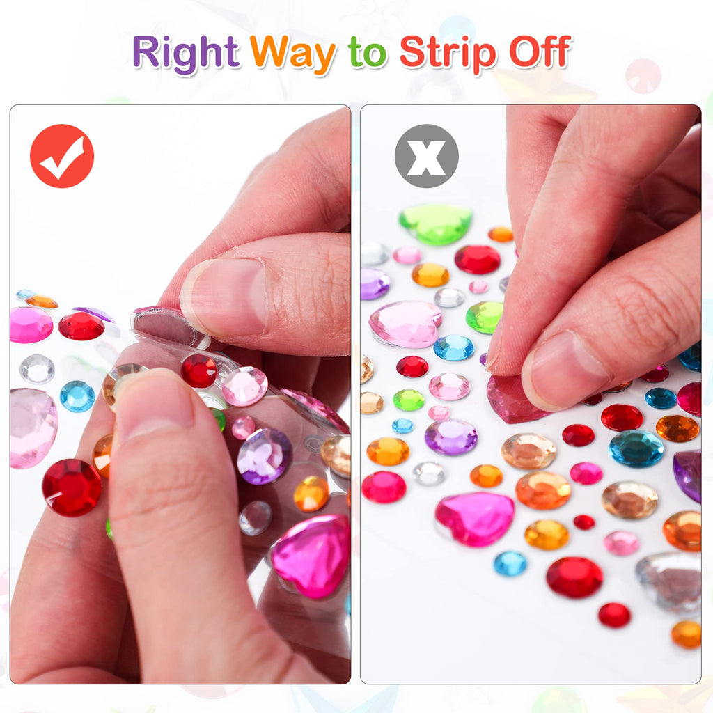 880pcs Gem Stickers Rhinestones for Crafts - Self Adhesive Jewels Stickers, Acrylic Gems DIY Craft Decorative Diamond Small Stickers for Kids