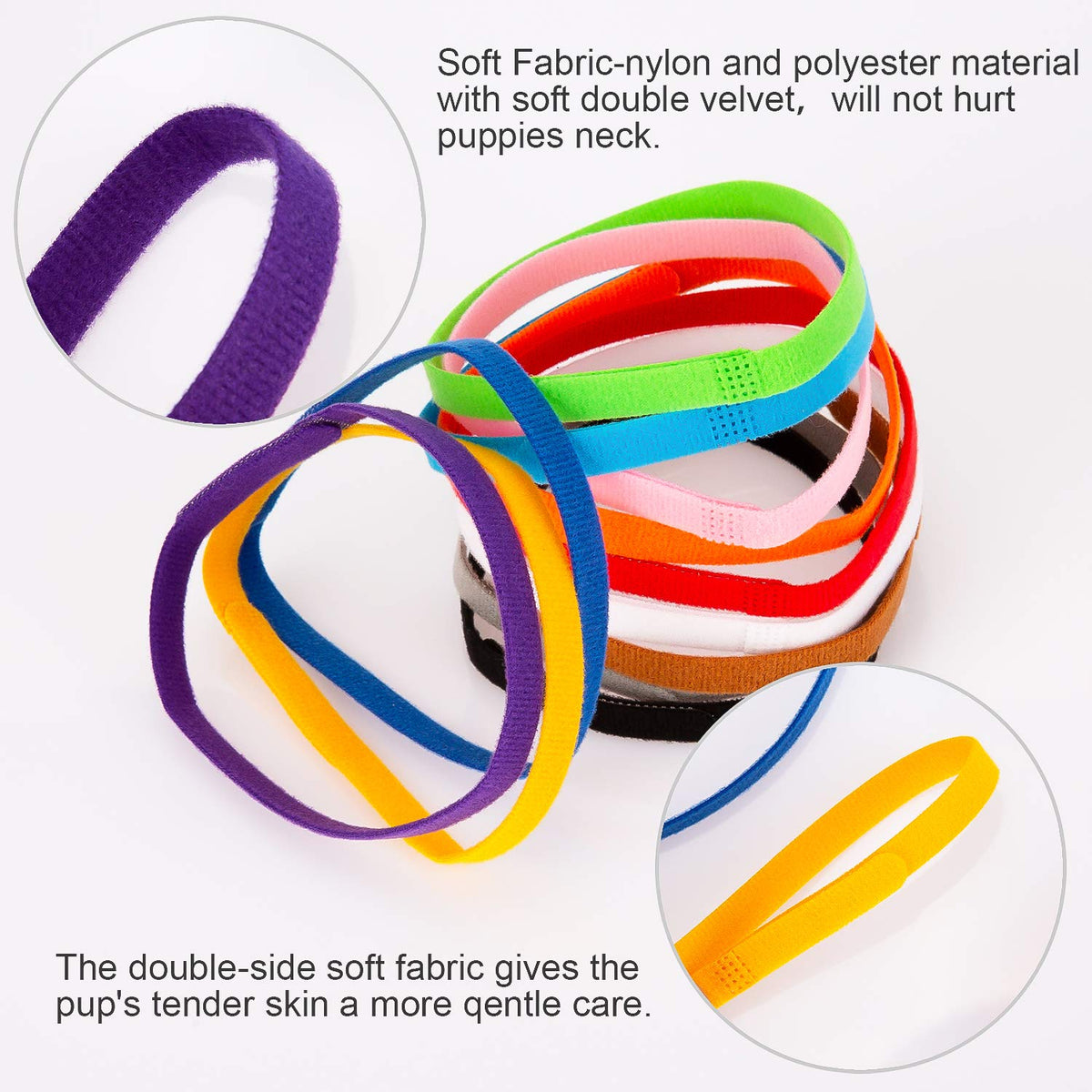 Luter 15 Colors 20x1cm Puppy Collars, Soft Adjustable Whelping Collars