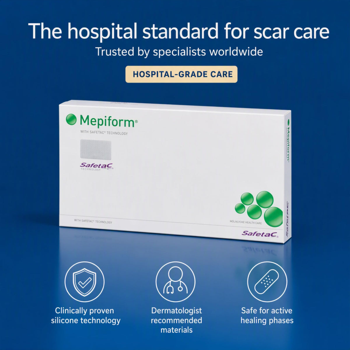 Mepiform Scar Reduction Dressing 4x7inch 10x18cm 5/pk From Spain