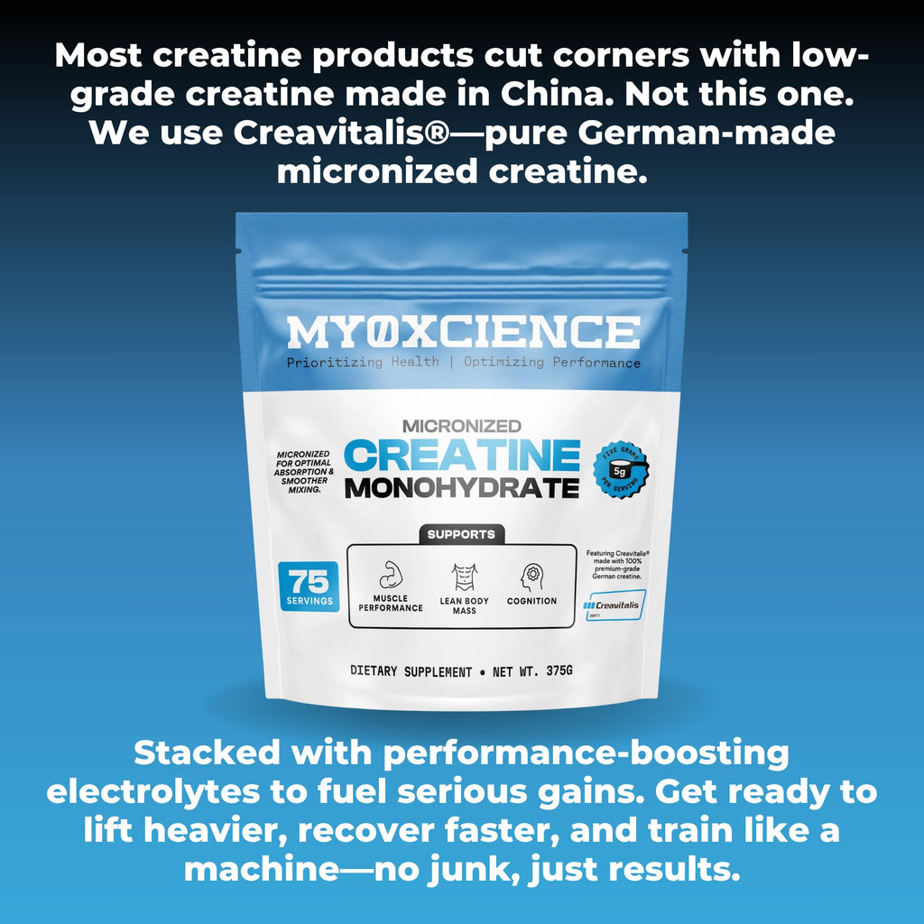 MYOXCIENCE Micronized Creavitalis Creatine | The World’s Purest Micronized Form of Creatine Monohydrate | Supports Muscle Performance, Lean Body Mass, & Cognition | 75 Servings