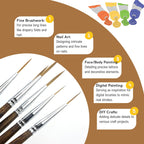 Rigger Brush Watercolor Set, 6 Long Liner Brushes for Acrylic Painting