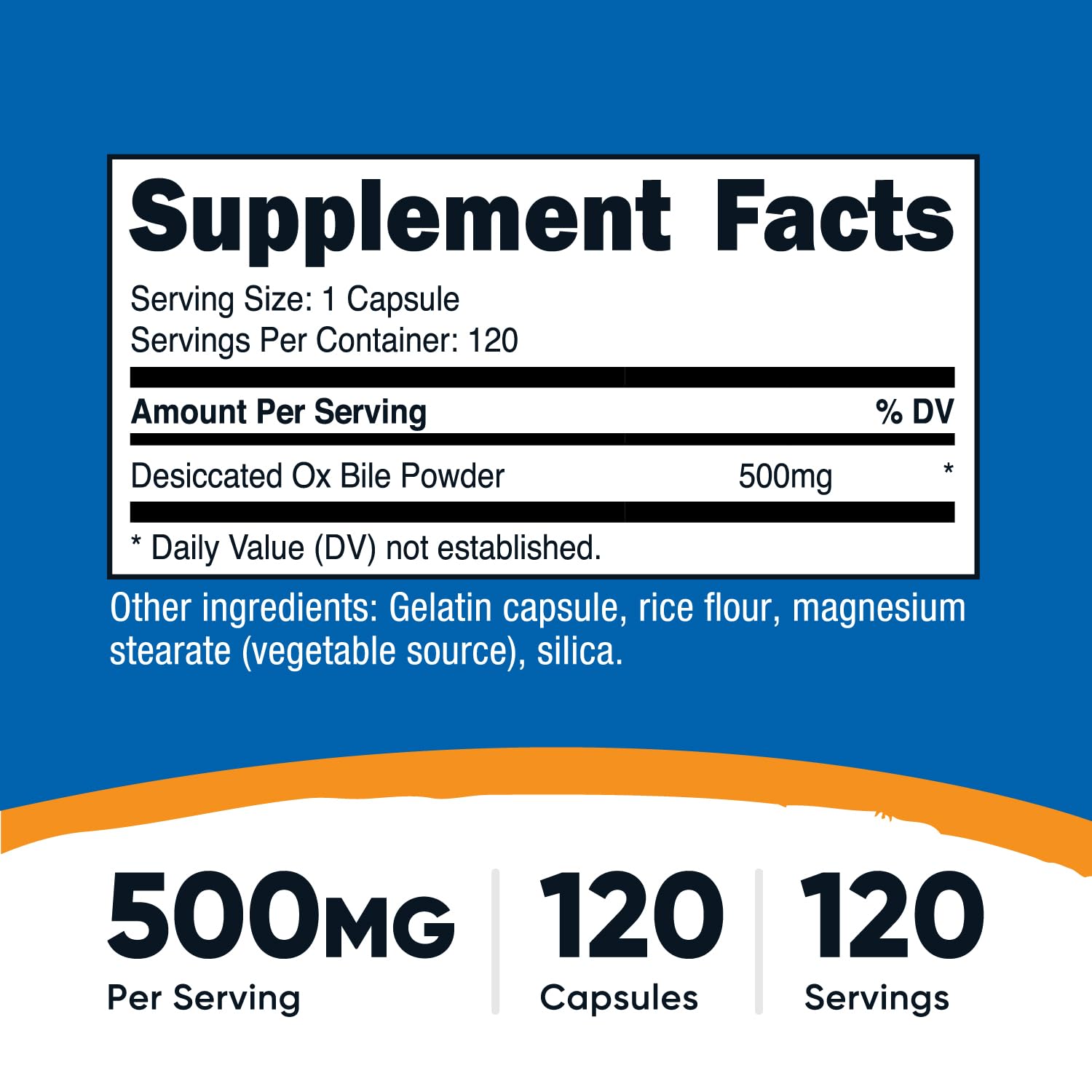 Nutricost Ox Bile Capsules 500mg Per Serving (120 Capsules) Gluten-Free | GMO-Free
