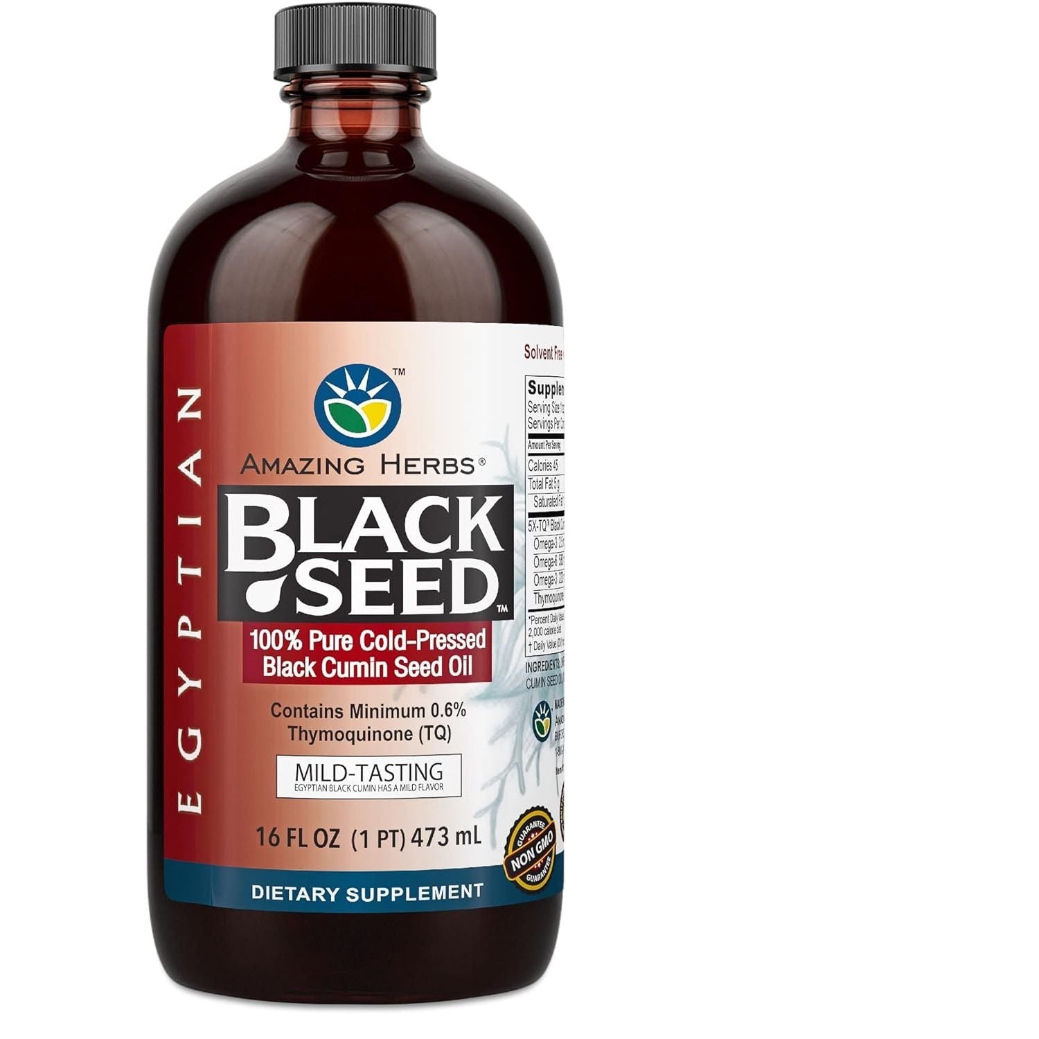 Buy now Amazing Herbs Premium Black Seed Oil - Cold Pressed Nigella Sativa Aids in Digestive Health, Immune Support, Brain Function, Joint Mobility, Gluten Free, Non GMO - 1 Fl Oz 16 Fl Oz (Pack of 1) Egyptian at indiglob india