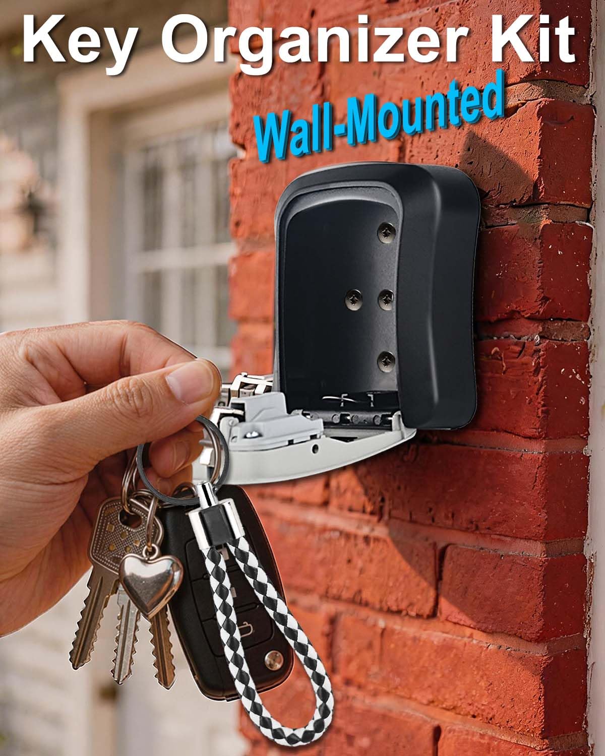 Key Lock Box, XL LockBox with Code, Outdoor Waterproof Wall Mount