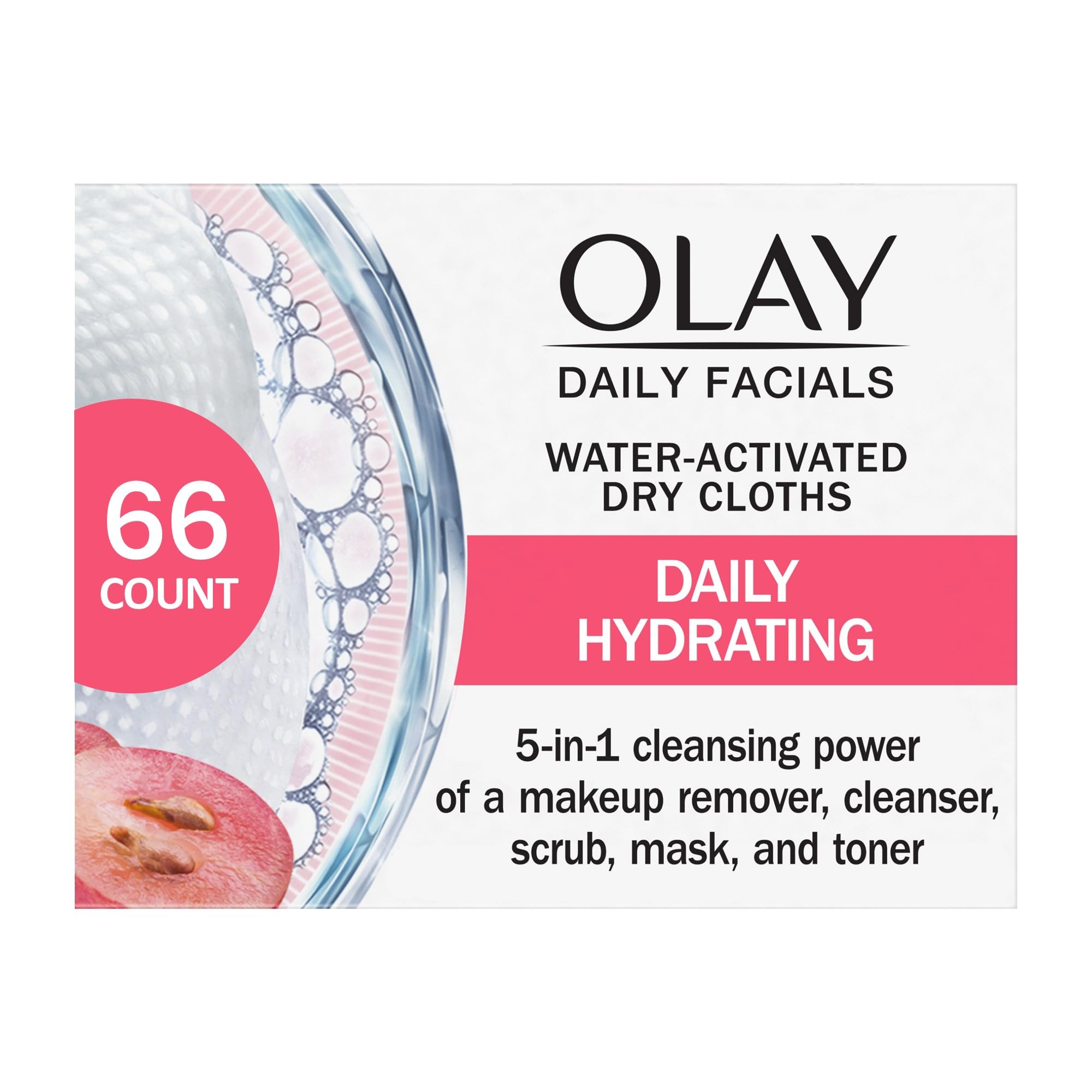 Buy now Olay Makeup Remover Wipes, Daily Facials Hydrating Face Cleanser for Normal to Dry Skin, Alcohol & Fragrance Free, Soft Face Wash Towels, Travel Essentials for Women, Convenient Dry Cloths, 66 ct at indiglob india