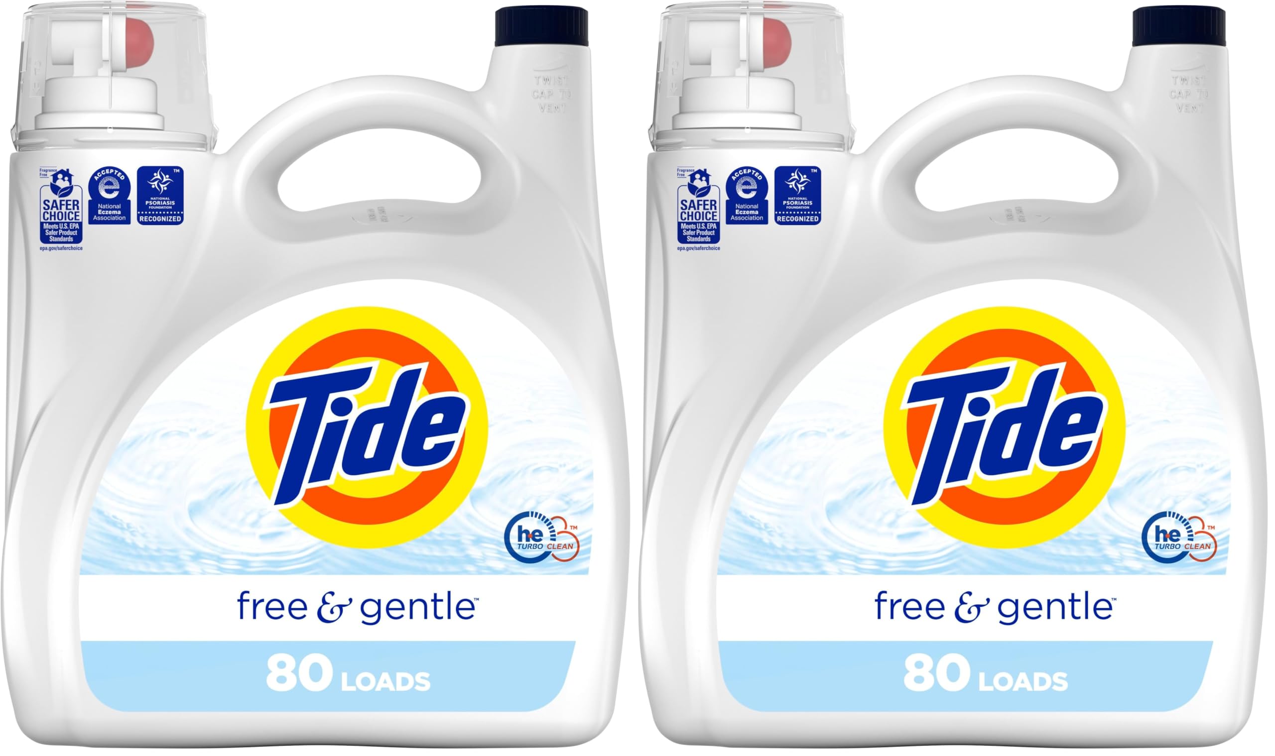 Buy now Tide Free & Gentle Liquid Laundry Detergent, Unscented, 1.47 L (32 Loads) Unscented 105 Fl Oz (Pack of 2) at indiglob india