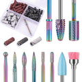 Depvko 10pcs Carbide Nail Drill Bits Set with 75Pcs Small Sanding Bands | Professional Efile Set with #80#120#180 Sanding Bands&Mandrel Bit for Acrylic Gel Removal, Shaping & Manicure Prep