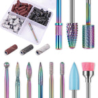 Depvko 10pcs Carbide Nail Drill Bits Set with 75Pcs Small Sanding Bands | Professional Efile Set with #80#120#180 Sanding Bands&Mandrel Bit for Acrylic Gel Removal, Shaping & Manicure Prep