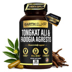 Earth Elixir LJ100 Tongkat Ali & Fadogia Agrestis for Men – Natural Testosterone Supplement - Made in USA & 3rd Party Tested for Strength, Energy & Vitality - Clinically Studied Tongkat Ali LJ100