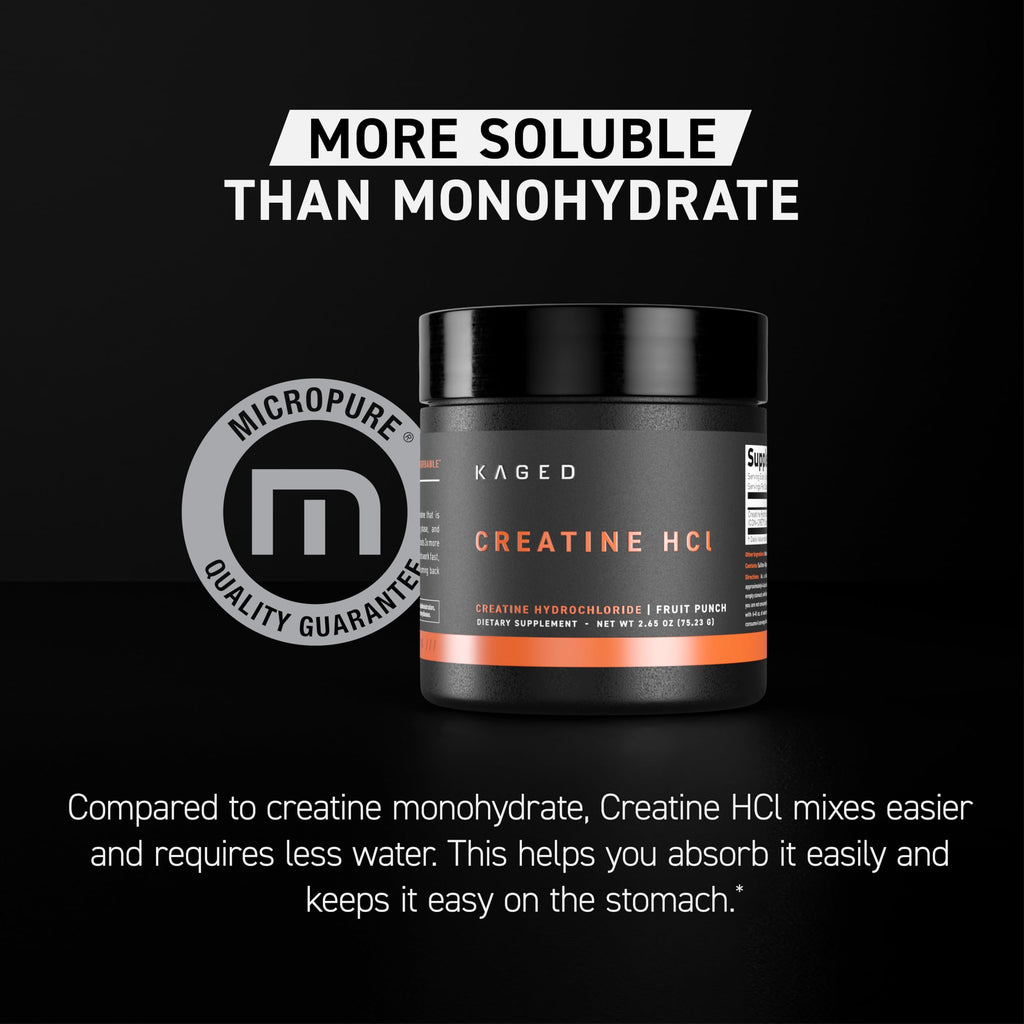 Kaged Creatine HCl Powder | 7X Concentrated vs Mono | Muscle Building & Recovery | High Absorption | No Bloating | Creatine for Men & Women | Vegan, Gluten Free | Fruit Punch | 75 Servings