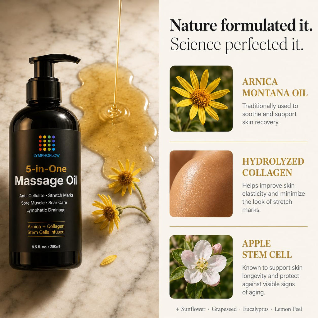 Bruizex 5-in-1 Lymphatic Drainage Massage Oil for Massage Therapy, 8.5 Oz