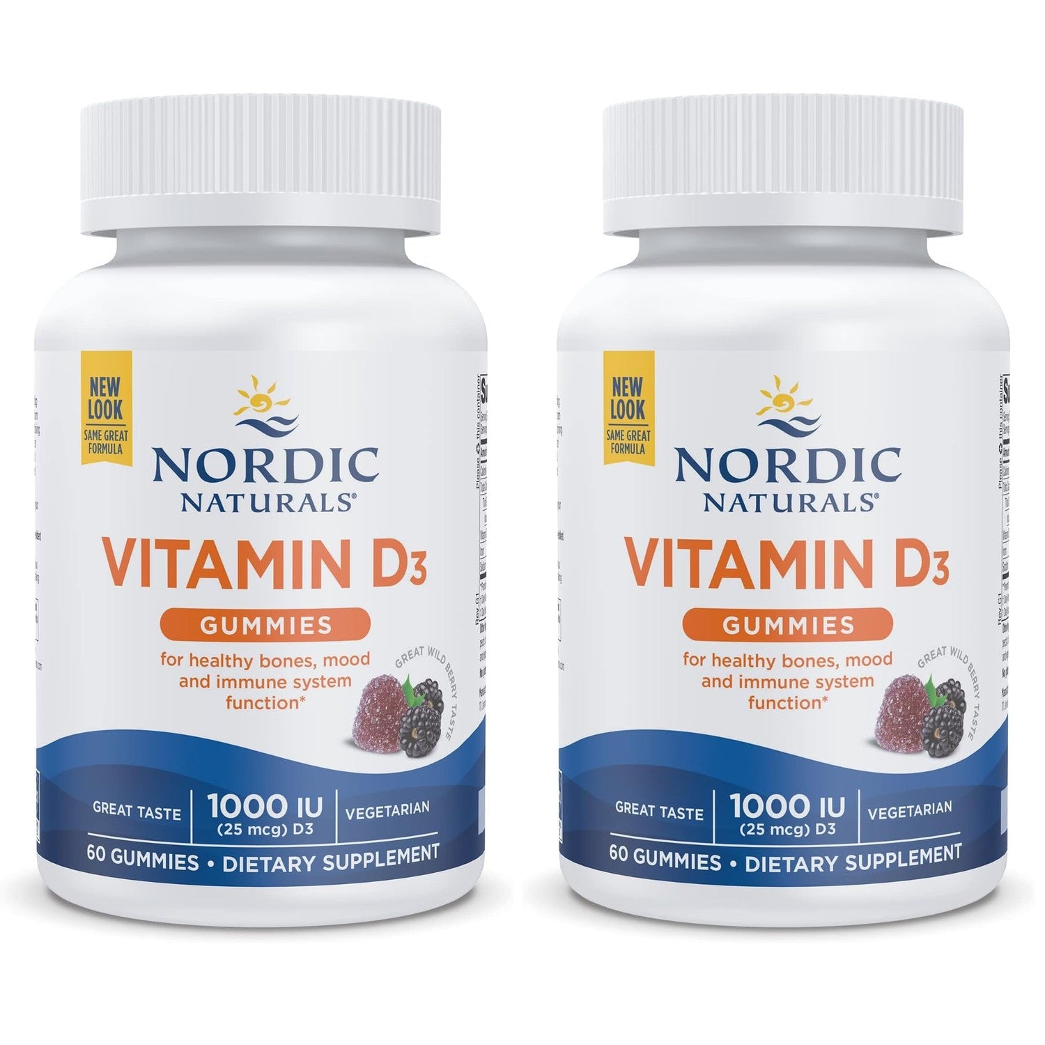 Nordic Naturals Vitamin D3 Gummies,1000 IU D3 + Iron, Wild Berry - 120 Count